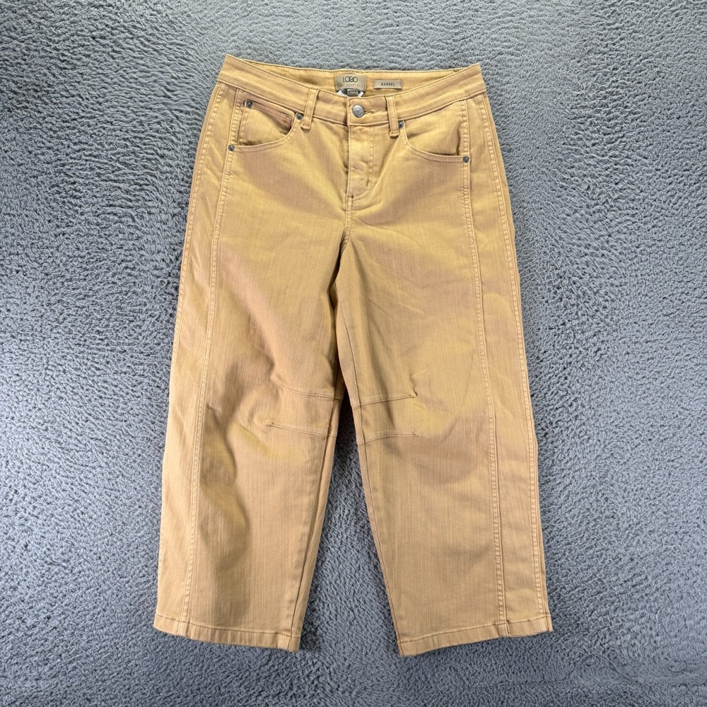 LOGO by Lori Goldstein Pant Womens 10P Beige Cotton Capri Tapered Barrel Stretch